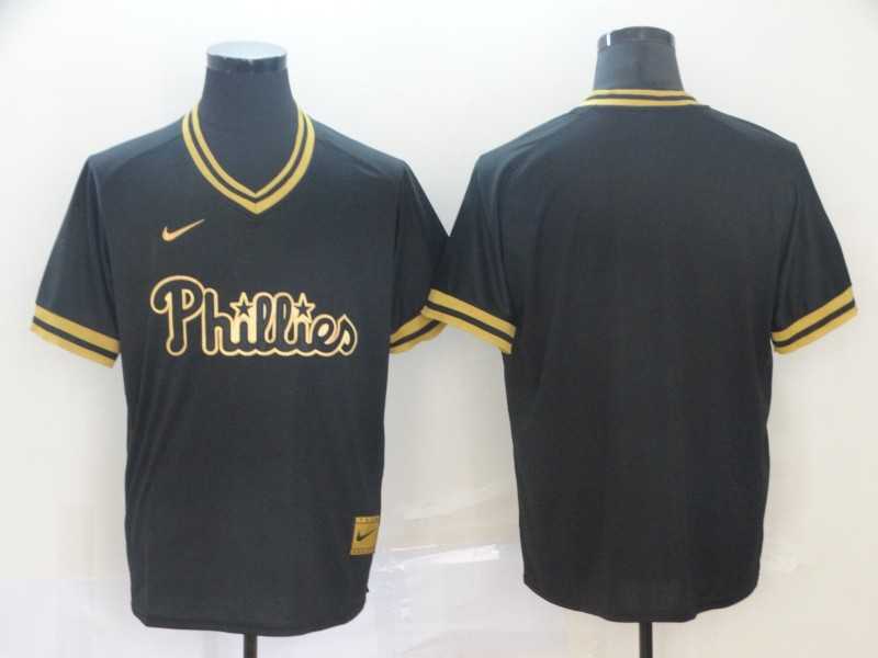 Phillies Blank Black Gold Nike Cooperstown Collection Legend V Neck Jersey (1),We sell and wholesale Phillies Blank Black Gold Nike Cooperstown Collection Legend V Neck Jersey (1) on line form chian!